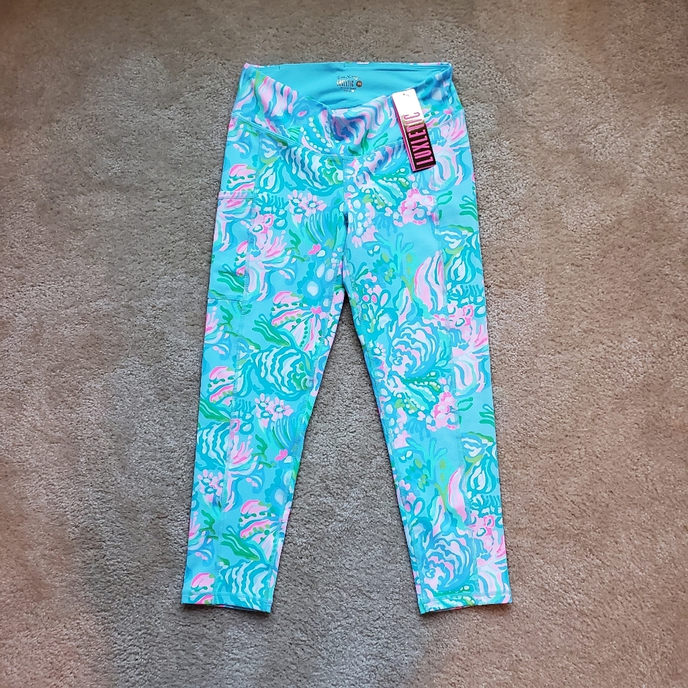 NWT Lilly Pulitzer Leggings, Aqua La Vista, M